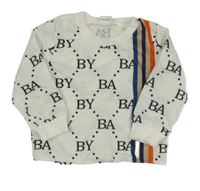 Bílá lehká mikina s písmeny a proužky