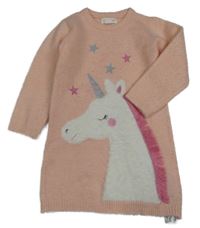 Růžové melírované svetrové šaty s jednorožem Primark