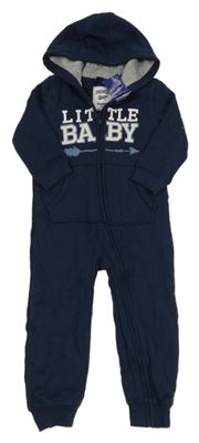 Nové - Tmavomodrá tepláková kombinéza s nápisem a kapucí Lupilu