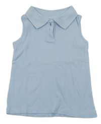 Světlemodrý žebrovaný polo tílko Zara