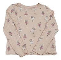 Růžovo-bílé triko s baletkami Primark