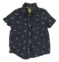 Tmavomodrá žíhaná košile s dinosaury F&F