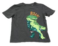 Tmavošedé tričko s měnícím dinosaurem Topolino