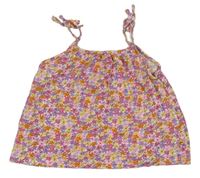 Růžovo-oranžový kytičkovaný crop top H&M