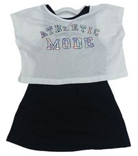 Bílé sportovní crop tričko s nápisem a všitým topem H&M