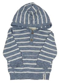Modro-bílý melírovano/pruhovaný svetr s kapucí H&M