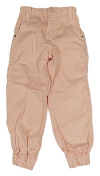 Světlerůžové plátěné cuff kalhoty Sfera 