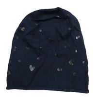 Tmavomodrá srdíčkovaná beanie čepice S.Oliver 