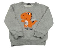 Šedá mikina s dinosaurem 