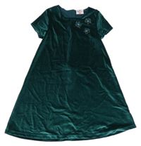 Tmavozelené sametové šaty s hvězdami Topolino