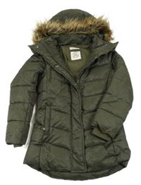 Khaki šusťáková prošívaná zimní bunda s kapucí H&M