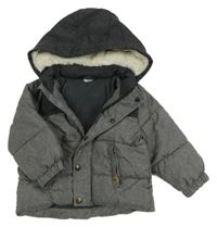 Tmavošedo-šedá šusťáková zimní bunda s kapucí H&M