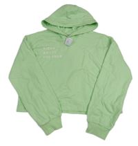 Nové - Zelenkavá crop mikina s nápisem a kapucí George