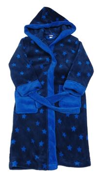 Tmavomodrý chlupatý župan s hvězdami a kapucí Lupilu