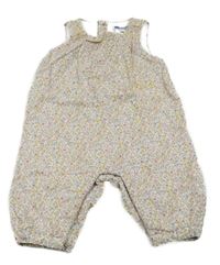 Bílo-květovaný podšitý kalhotový overal Jacadi