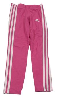 Tmavorůžovo-bílé legíny Adidas