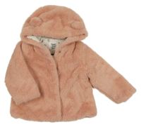 Světlerůžová kožešinová podšitá bunda s kapucí C&A