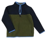 Khaki-tmavomodrá fleecová mikina John Lewis