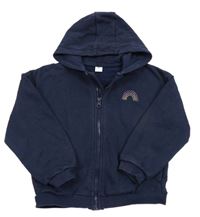 Tmavomodrá propínací mikina s duhou a kapucí Tu