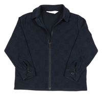 Tmavomodro-černá kostkovaná propínací mikina s límečkem H&M