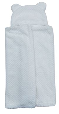 Bílá vzorovaná chlupatá zavinovací deka s kapucí