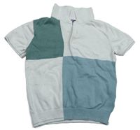 Bílo-modro-zelené úpletové polo tričko Next 