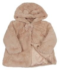 Světlerůžová kožešinová zateplená bunda s kapucí zn. George