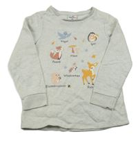 Šedá melírovaná mikina se zvířátky Topolino