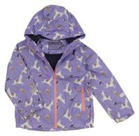 Fialová šusťáková jarní bunda s lamami a kapucí