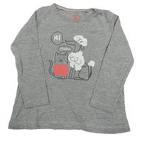 Šedé melírované triko s pejskem a kočkou Lupilu