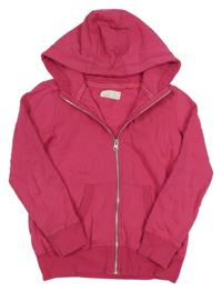 Růžová propínací mikina se sluníčkem a kapucí Next