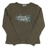 Hnědé crop triko s nápisem Alive 