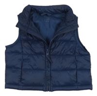 Tmavomodrá šusťáková prošívaná zateplená vesta 