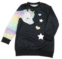 Černá mikina s jednorožcem Shein