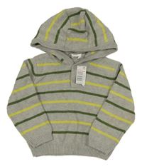 Nové - Šedý svetr s proužky a kapucí F&F