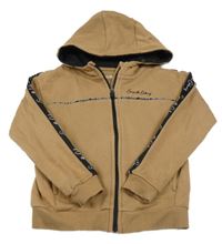 Béžová propínací mikina s nápisem a kapucí Nutmeg