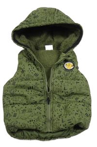 Khaki šusťáková zateplená vesta se Simbou a kapucí Disney