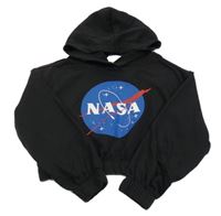 Černá crop mikina Nasa s kapucí H&M