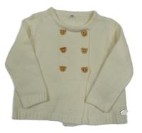 Smetanový propínací svetr s knoflíčky