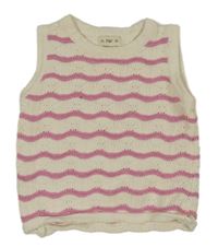 Smetanovo-růžová pruhovaná svetrová vesta F&F