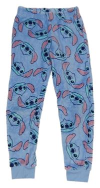 Modré chlupaté pyžamové kalhoty se Stitchem