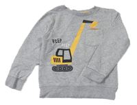 Šedá melírovaná mikina s bagrem H&M