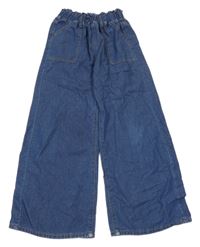 Modré lehké wide leg rifle Shein
