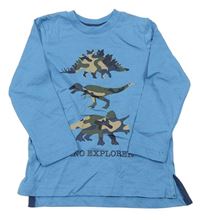 Modré melírované triko s dinosaury zn. PEP&CO