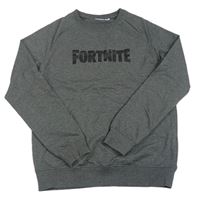 Tmavošedá melírovaná mikina s nápisem - Fortnite name it.