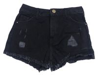 Černé riflové kraťasy s prošoupáním RIVER ISLAND