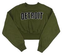 Khaki melírovaná crop mikina s nápisem New Look