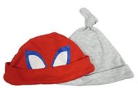 2x - Čepice - Červená - Spider-man character, světlešedá melírovaná F&F