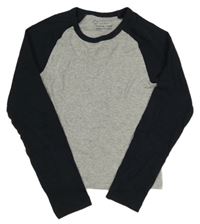 Šedo-černé melírované žebrované crop triko PRIMARK