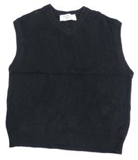 Černá žebrovaná svetrová oversize vesta H&M